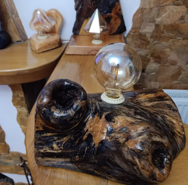 Lampă rustică din lemn "Mărmurică" - imagine 2