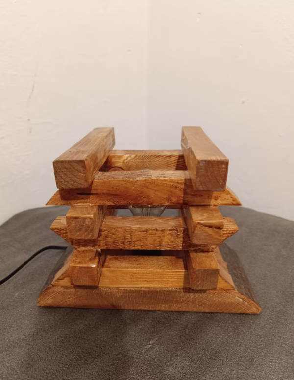 Lampă rustică din lemn "Turn" - imagine 2