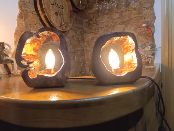 Lampă rustică din lemn "Duet" - imagine 4