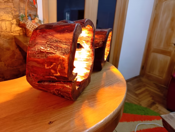 Lampă rustică din lemn "Duet" - imagine 6