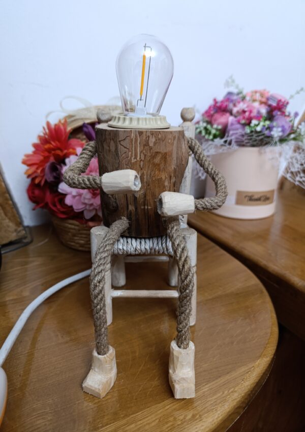 Lampă rustică din lemn-Gânditorul - imagine 4