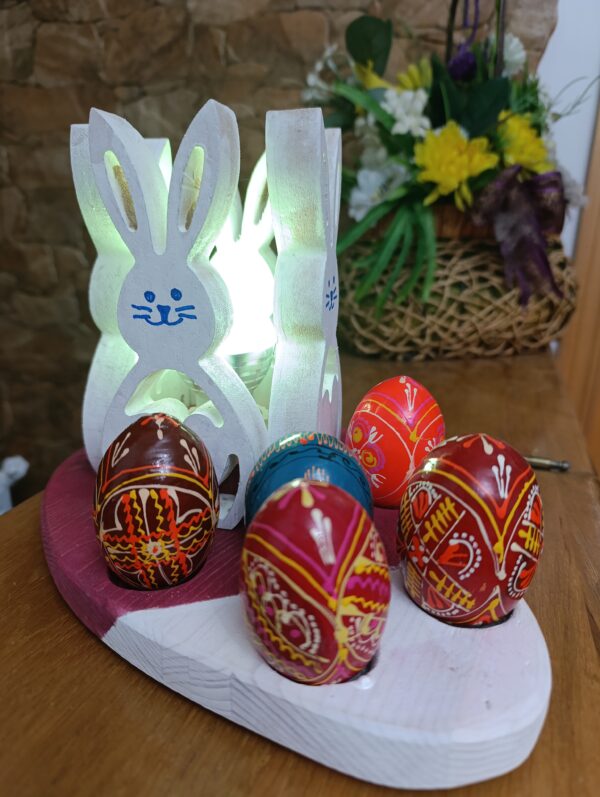 Lampă rustică din lemn-iepurași - imagine 2