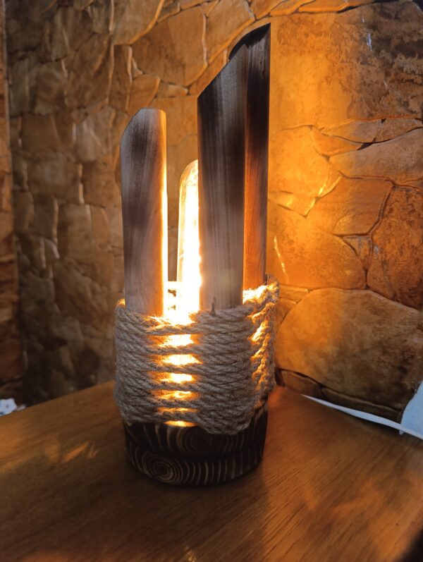 Lampă rustică din lemn -Degete - imagine 4