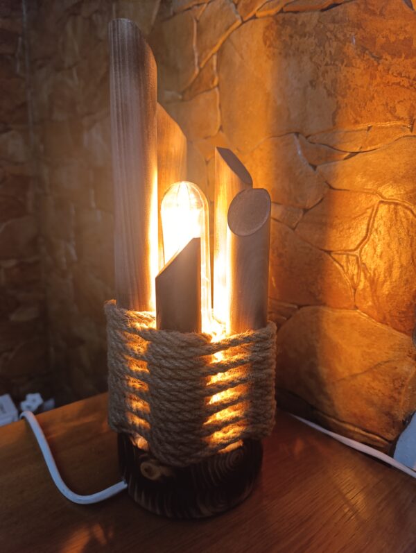 Lampă rustică din lemn -Degete - imagine 5