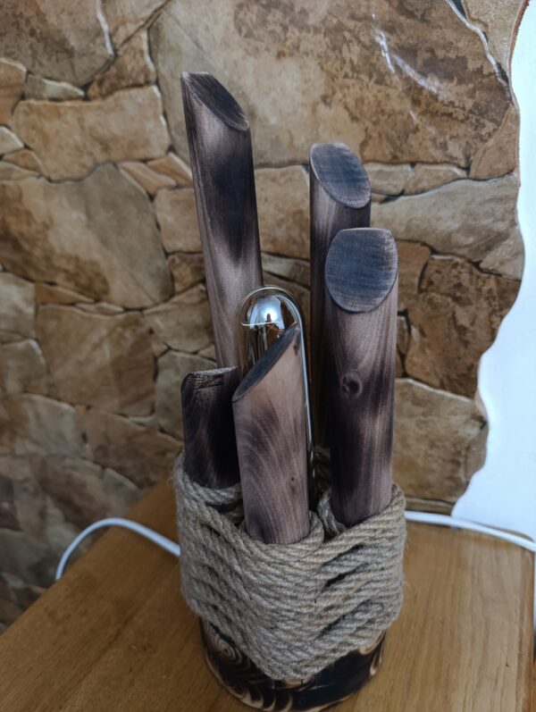 Lampă rustică din lemn -Degete - imagine 9